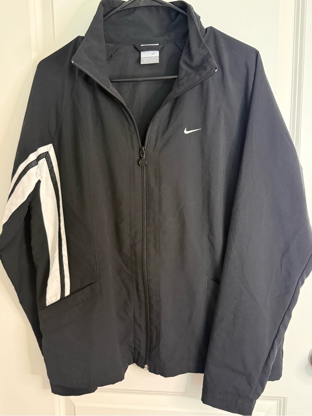 Nike Vintage Y2K Black & White Full Zip Track Jacket Windbreaker